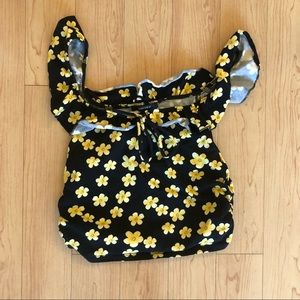 Black and yellow floral cropped tank top